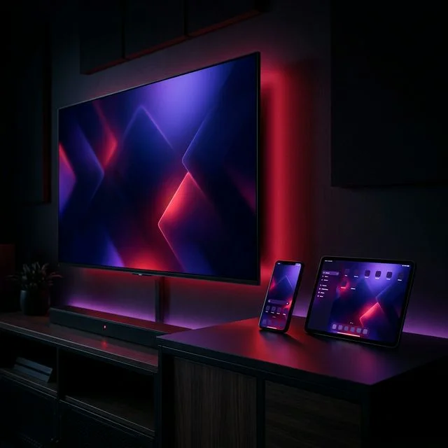 High end Smart TV and smartphone displaying premium content